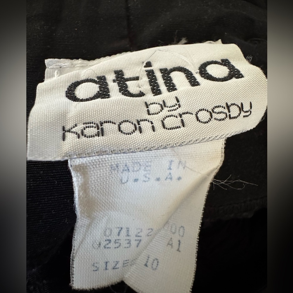 Vtg 90s Atina Black Suspender Wide Leg Jumpsuit Sz 10 High Waist Karon Crosby - Picture 5 of 7